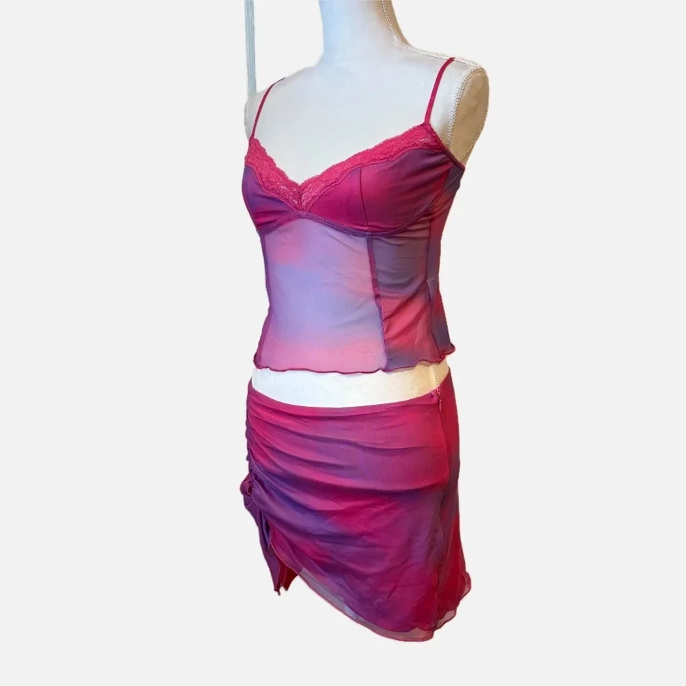 I.AM.GIA Matching Mesh Camisole and Mini Skirt Gianna Cloud Print Set